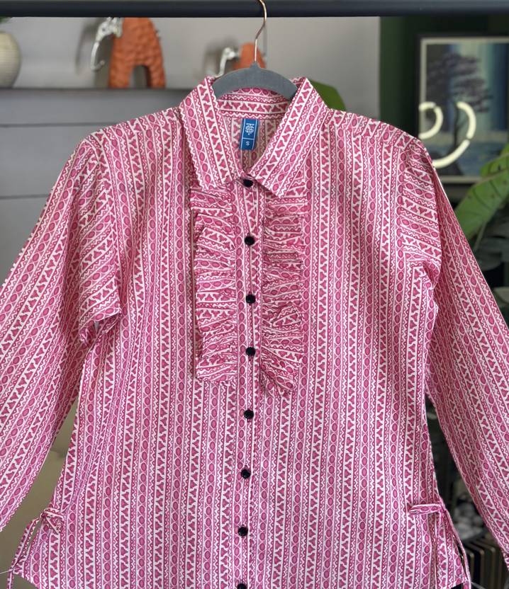 Blush Bloom Ethnic Motif Shirt