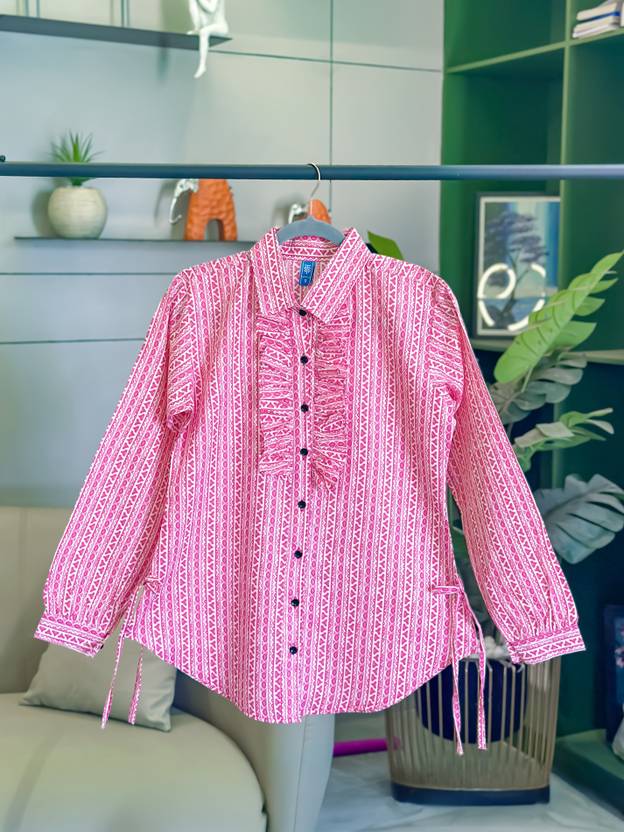 Blush Bloom Ethnic Motif Shirt