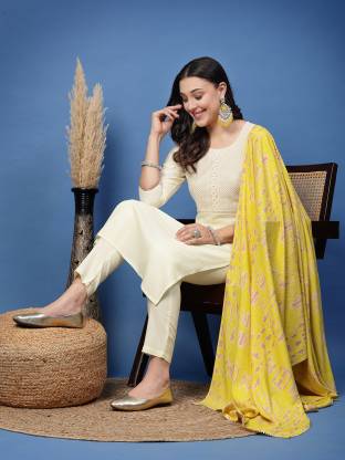 Timeless Elegance Off-White Ethnic Set