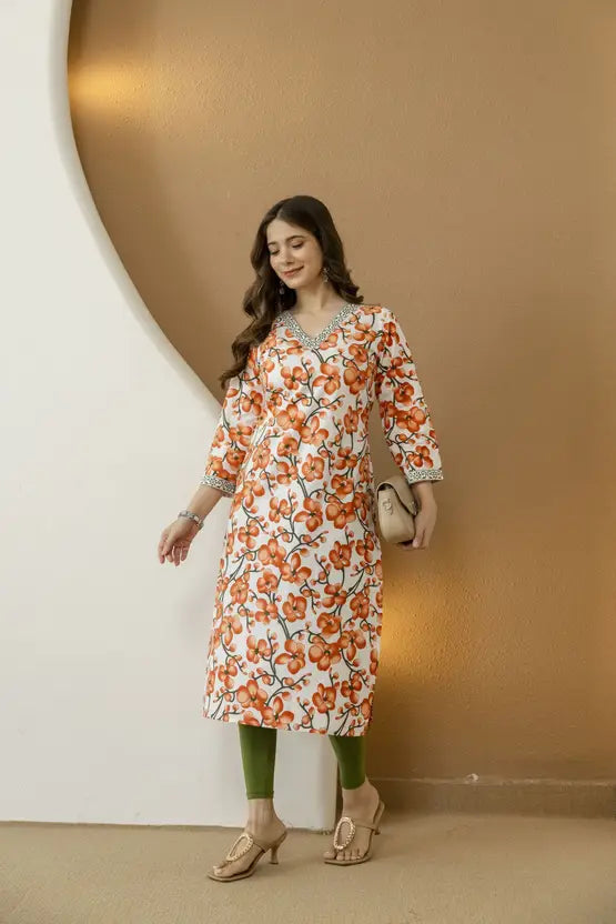 Sunset Bloom Floral Straight Kurta
