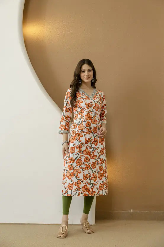 Sunset Bloom Floral Straight Kurta