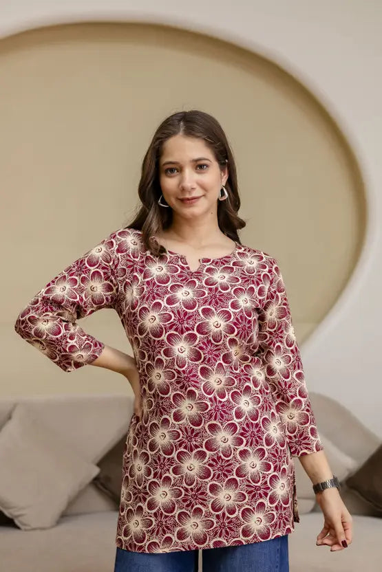 Floral Charm Maroon Kurta