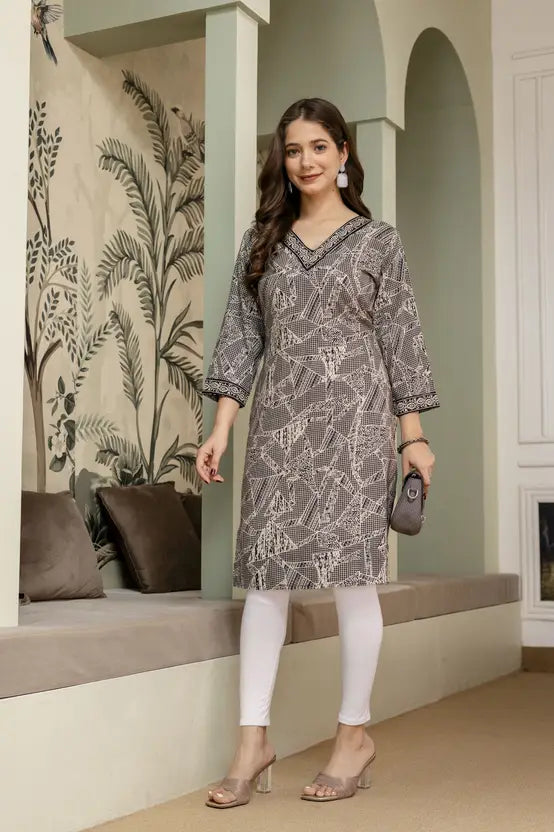 Midnight Geo Glam Black Printed Kurta