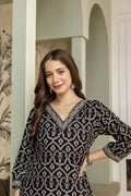 Classic Geo Charm Black Rayon Kurta