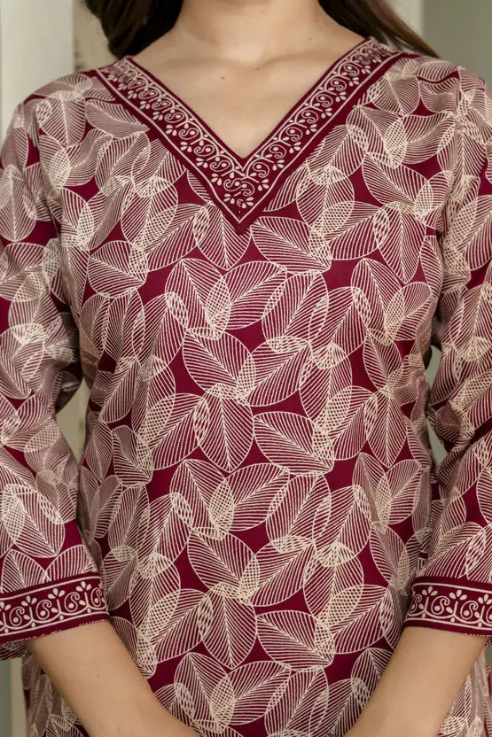Modern Muse Maroon Geometric Kurta