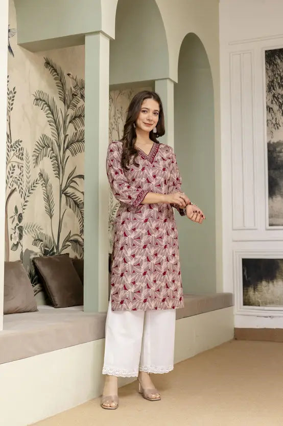 Modern Muse Maroon Geometric Kurta