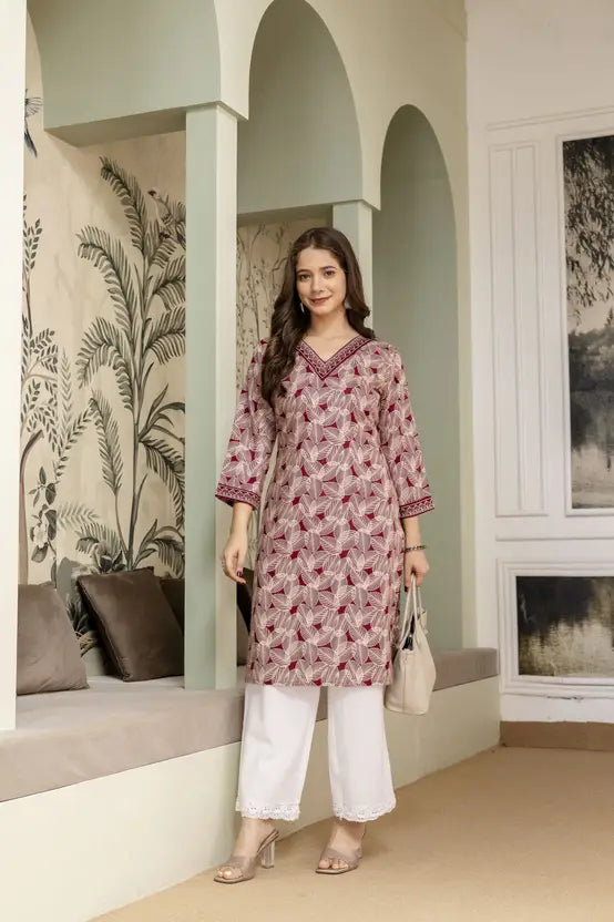 Modern Muse Maroon Geometric Kurta
