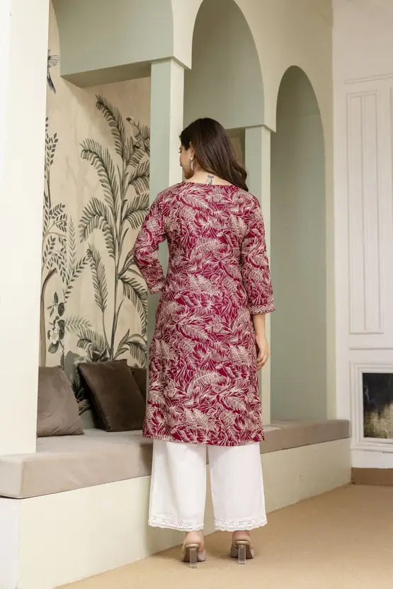 Maroon Aura Printed Party Kurta