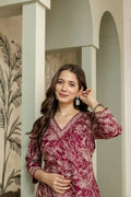 Maroon Aura Printed Party Kurta