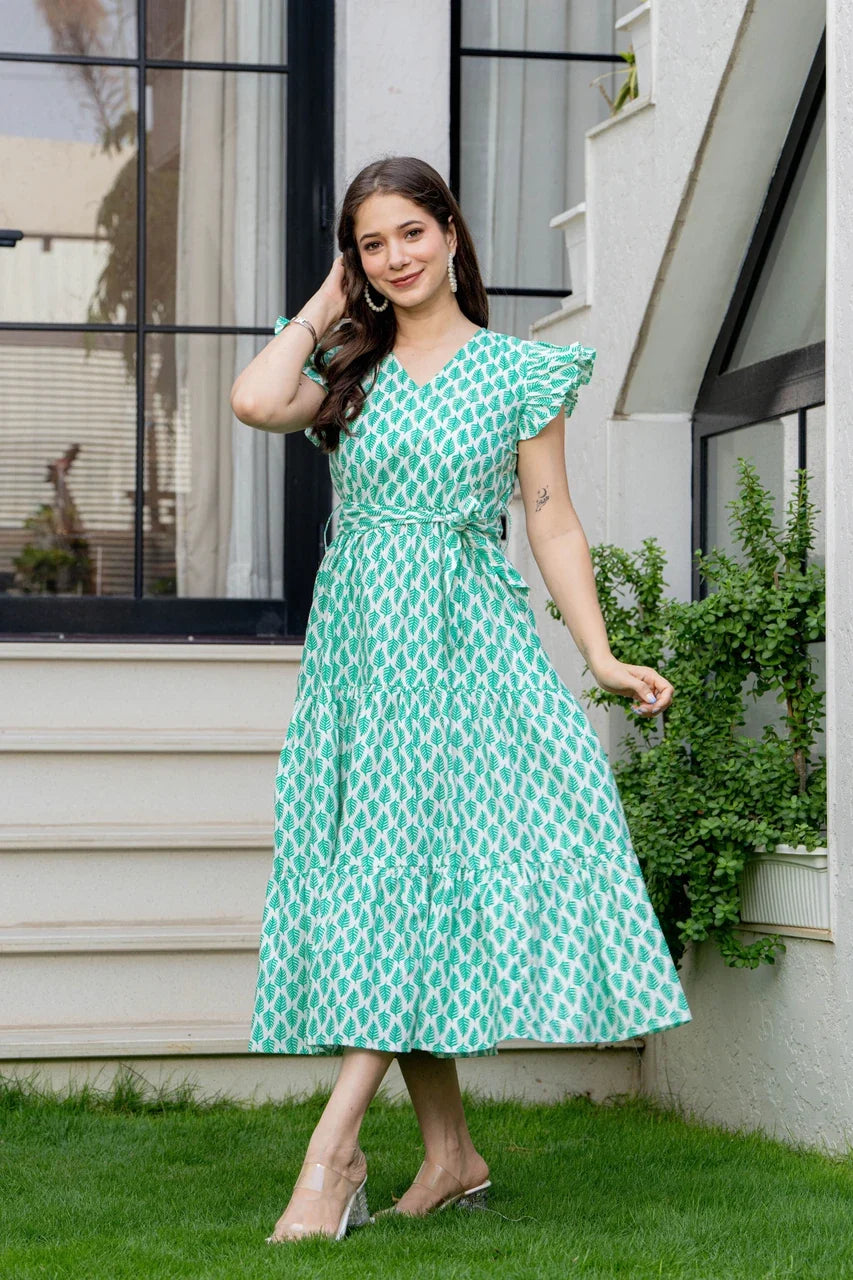 Emerald Charm Tiered Maxi Dress