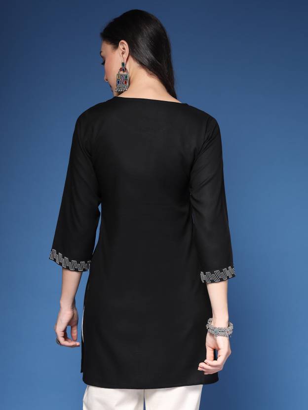 Black embroidered Short Kurta