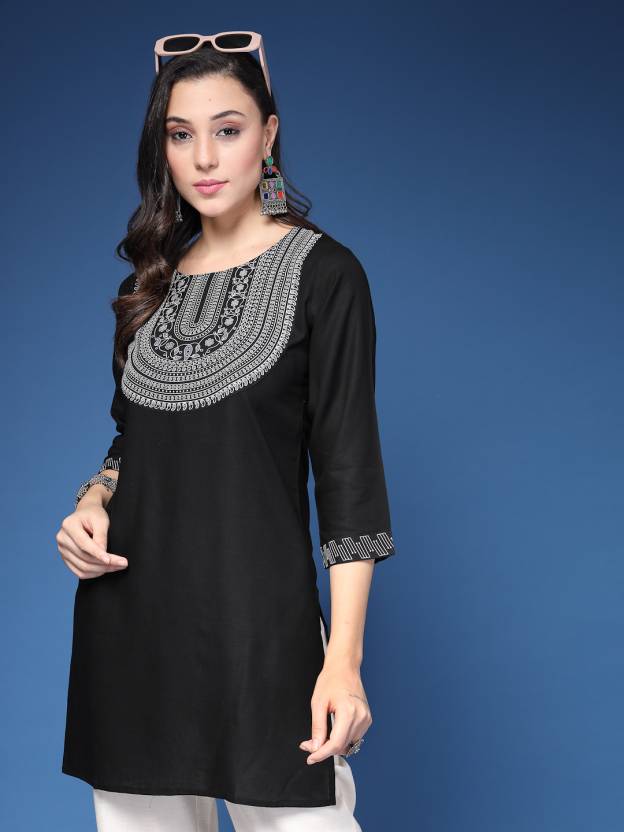 Black embroidered Short Kurta