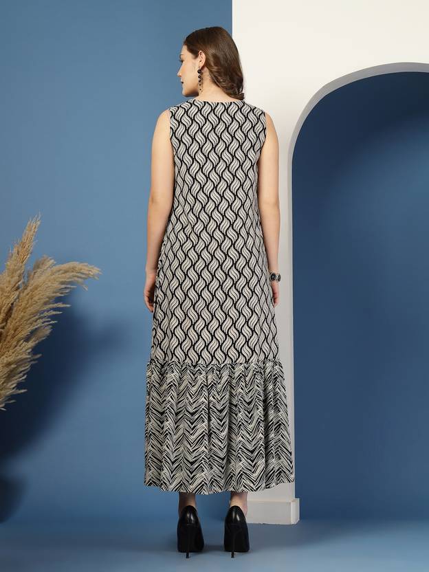 Black Grace Ethnic Fit & Flare Dress