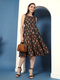 Urban Noir Printed Midi Dress