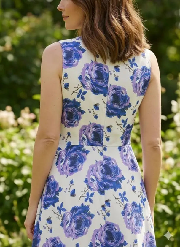 Chic Bloom Purple Floral Midi Dress