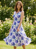 Chic Bloom Purple Floral Midi Dress