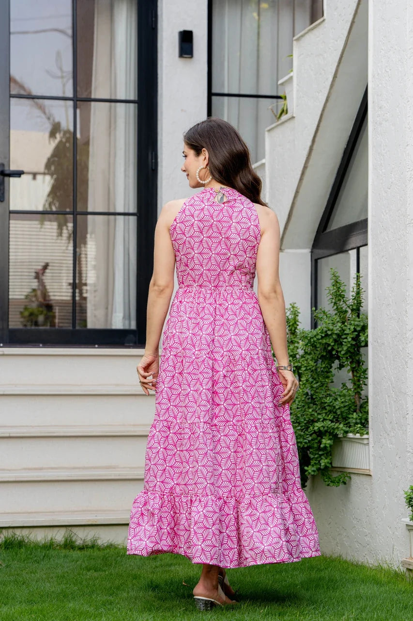 Pink Mirage Geometric Maxi Dress