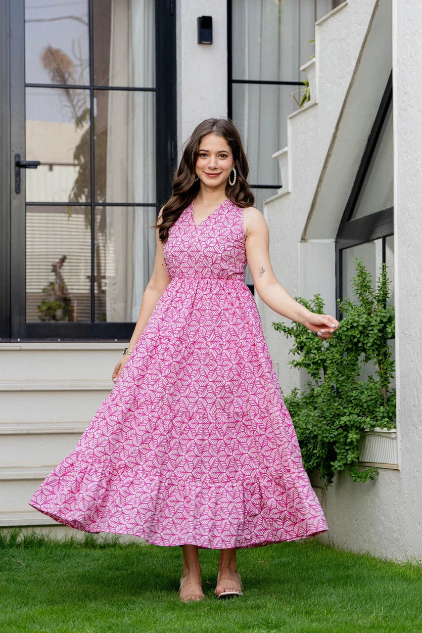 Pink Mirage Geometric Maxi Dress