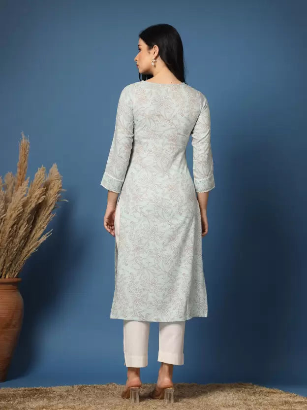 Alluring Light Green Floral Kurta
