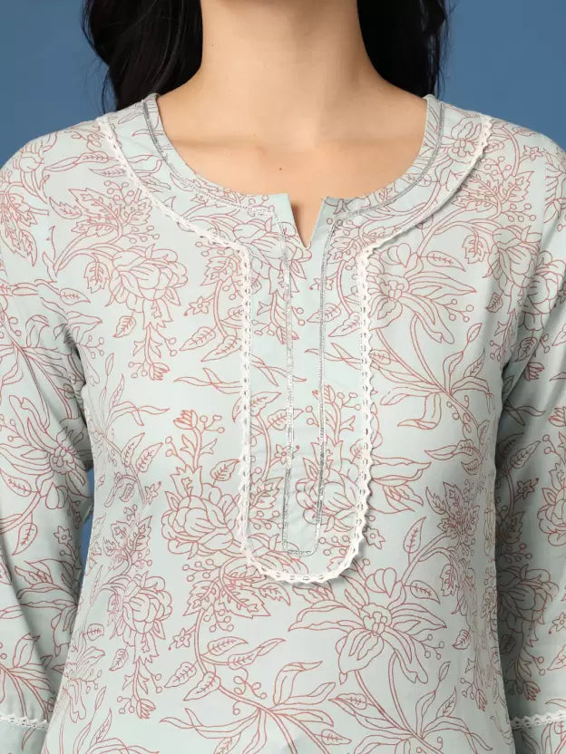 Alluring Light Green Floral Kurta