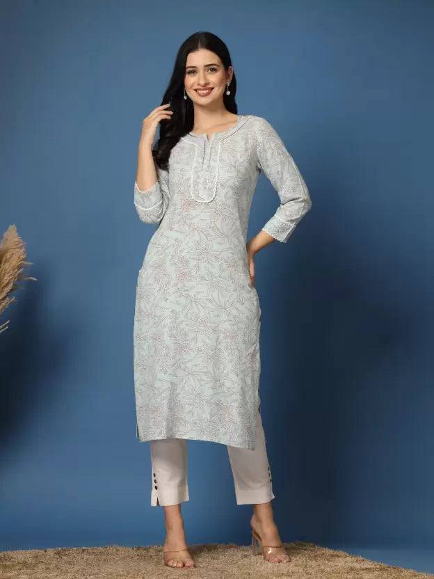 Alluring Light Green Floral Kurta