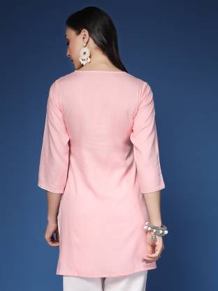 Light Pink Solid Straight Kurta