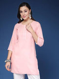 Light Pink Solid Straight Kurta