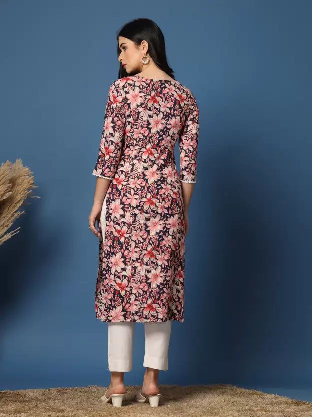 Festive Dark Blue Straight Kurta