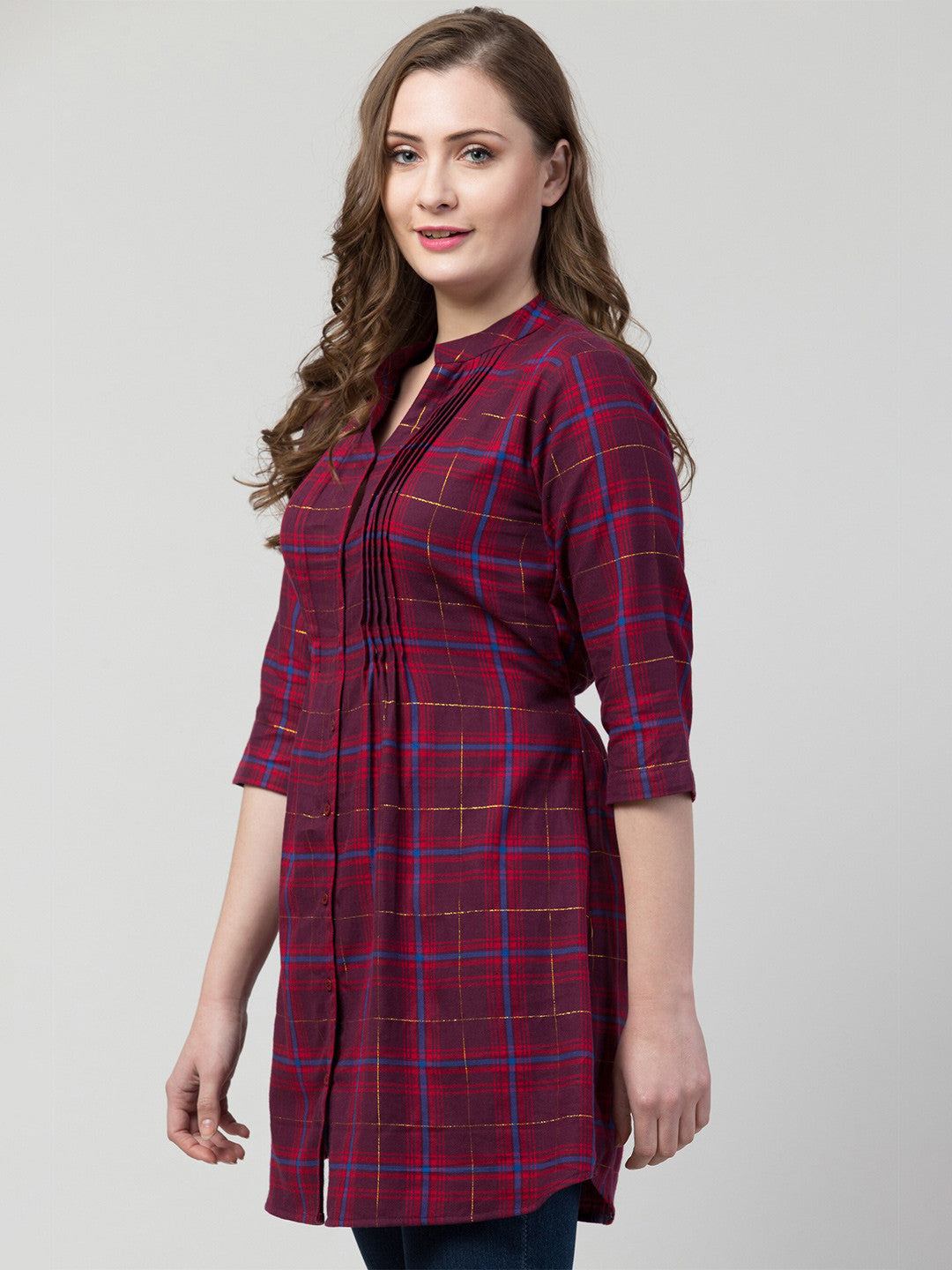 Maroon Elegance Checked Tunic
