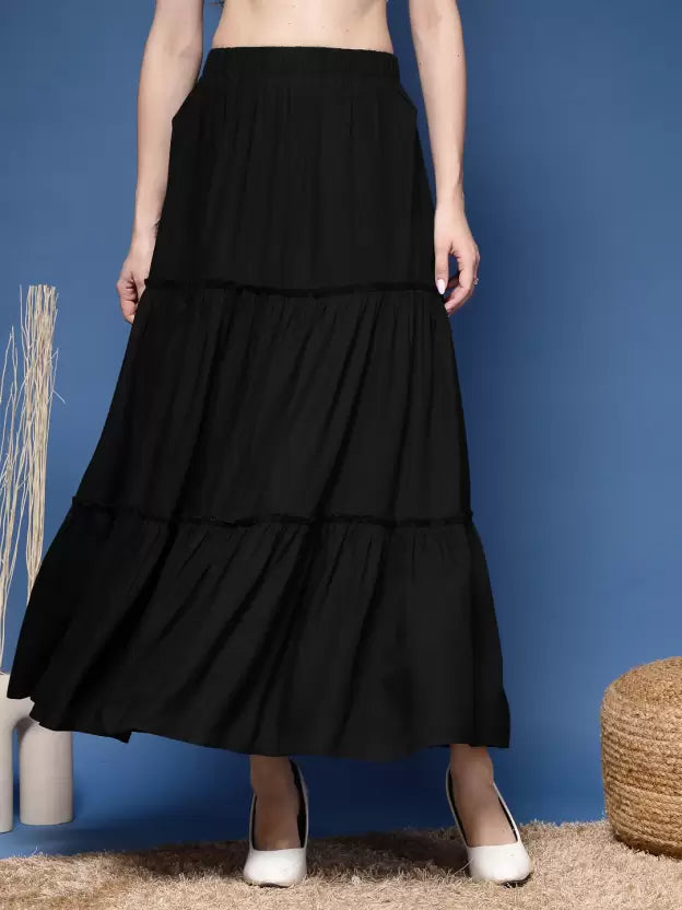 Simple Chic Black Flared Skirt