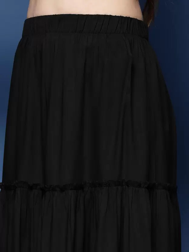 Simple Chic Black Flared Skirt