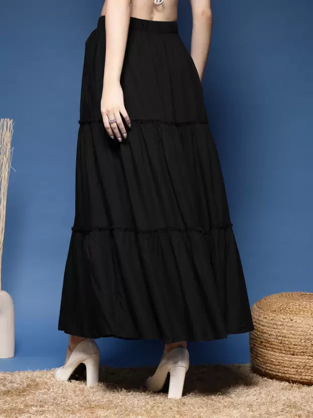 Simple Chic Black Flared Skirt