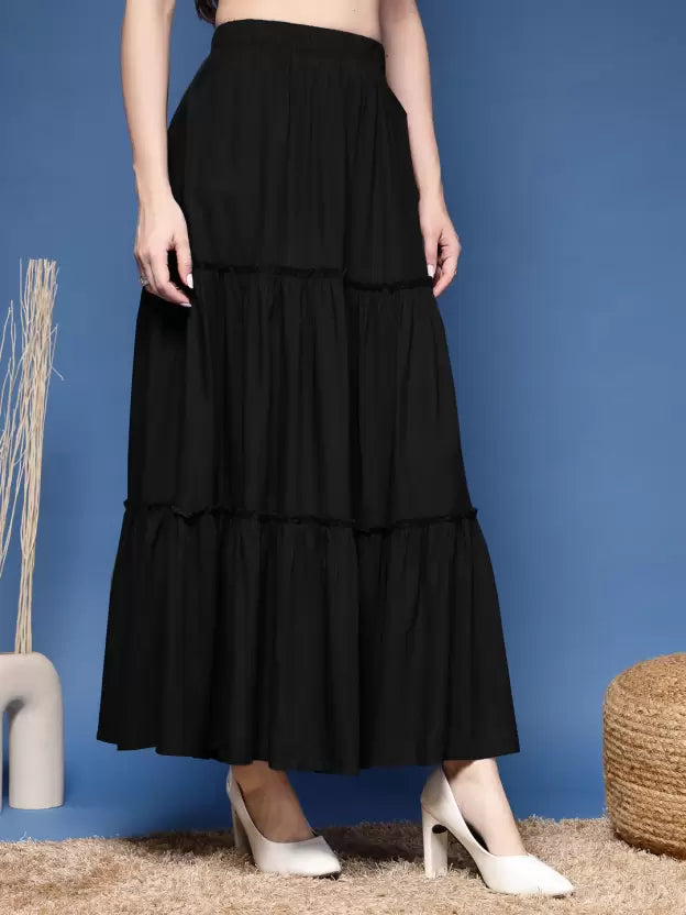 Simple Chic Black Flared Skirt