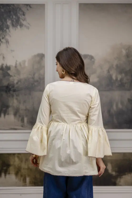 Timeless Petals Off-White Tunic