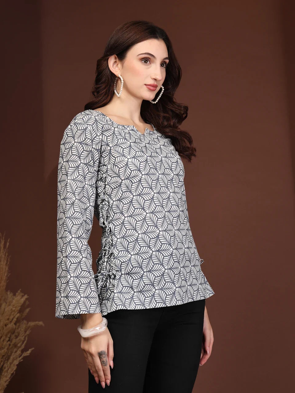 Grey Charm Geometric Print Tunic
