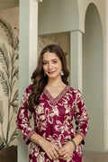Timeless Floral Maroon Straight Kurta