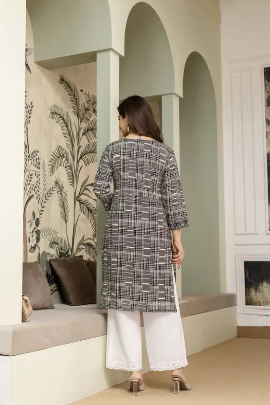 Noir Check Charm Straight Kurta