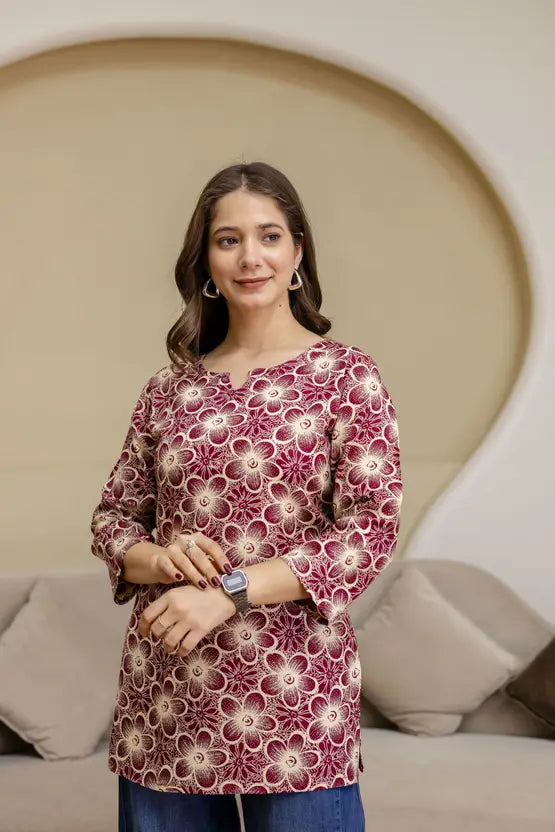 Floral Charm Maroon Kurta
