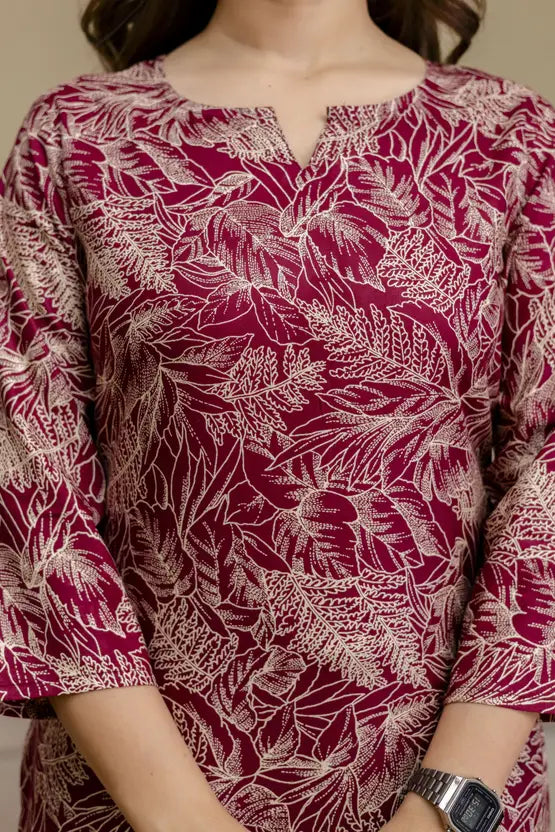 Petal Charm Maroon Short Kurta