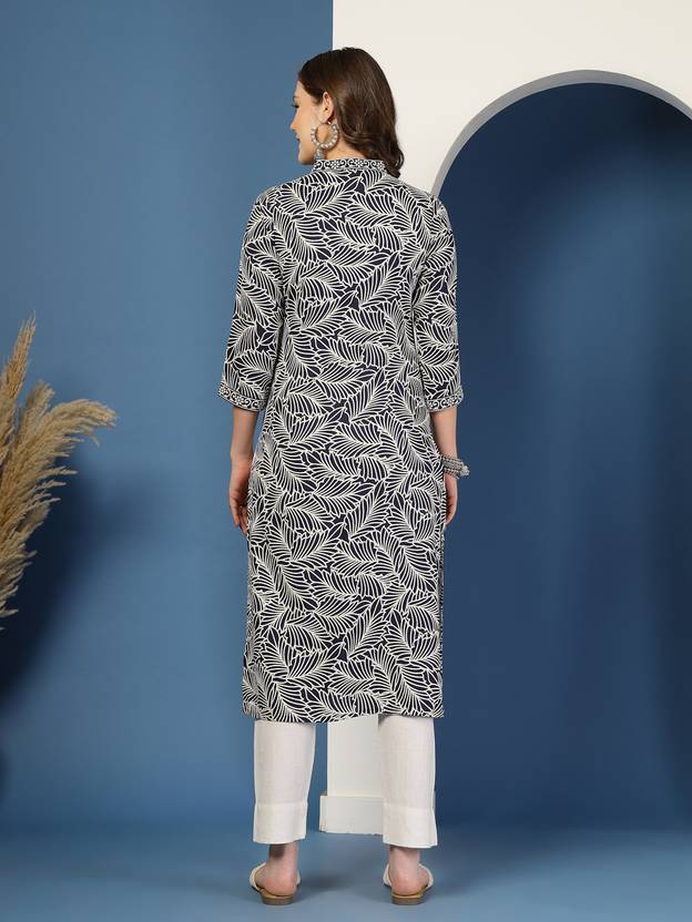 Elegant Black V-Neck Straight Kurta