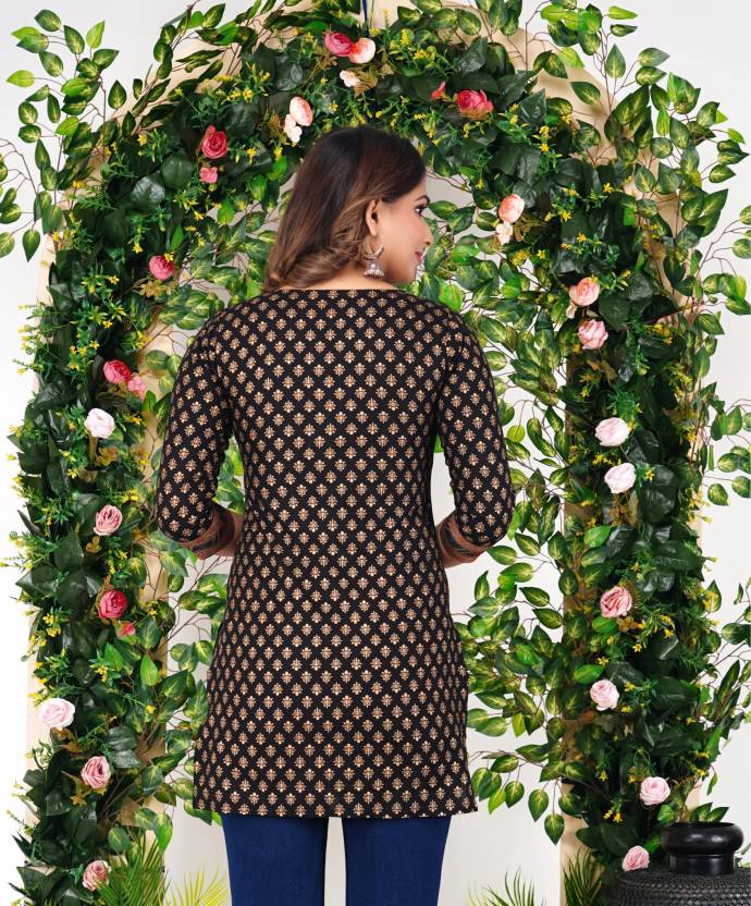 Classic Black Floral Kurta