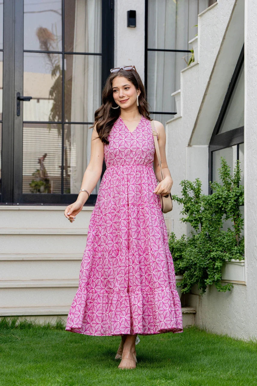 Pink Mirage Geometric Maxi Dress