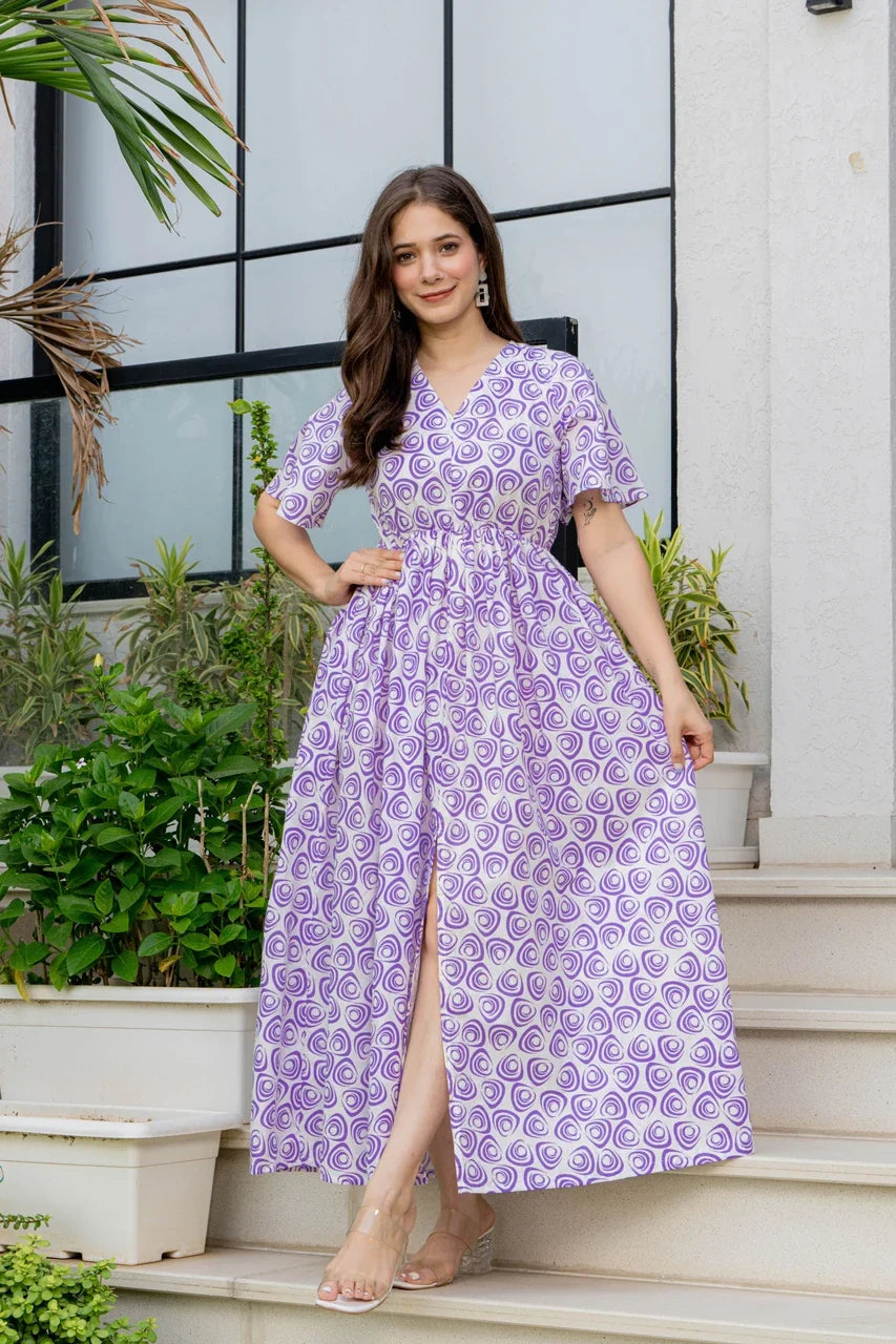 Purple Grace Fit & Flare Maxi Dress