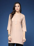 Beige Solid Straight Kurta