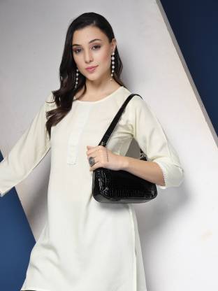 White Solid Straight Kurta