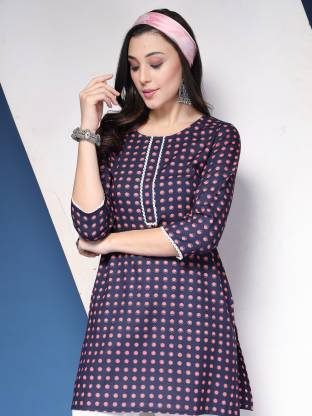 Chic Blue Polka Print Kurta