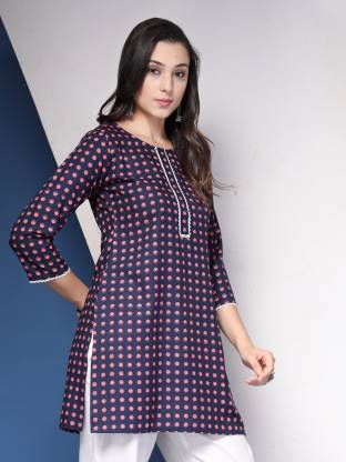 Chic Blue Polka Print Kurta