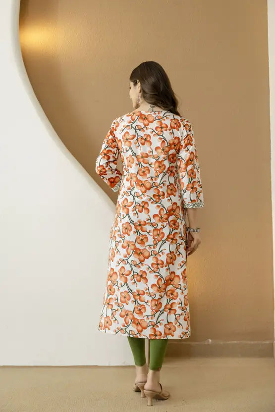 Sunset Bloom Floral Straight Kurta