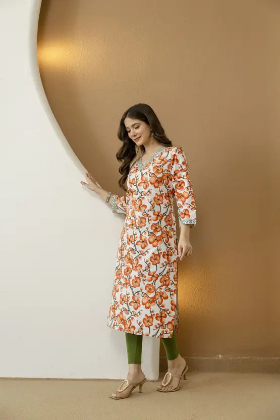Sunset Bloom Floral Straight Kurta