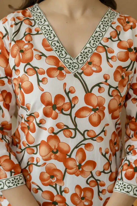 Sunset Bloom Floral Straight Kurta
